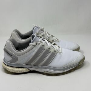 Adidas Adipower Boost Spikeless Golf Shoes Mens 12 White Gray Leather Lace Up